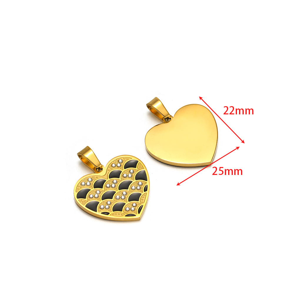 22*25mm golden heart dot diamond black oil drop pendant clip 5*10mm melon seed buckle