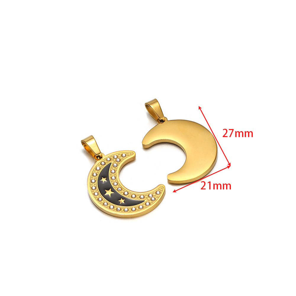 21*27mm golden moon five-pointed star dot diamond black oil drop pendant clip 5*10mm melon seed buckle