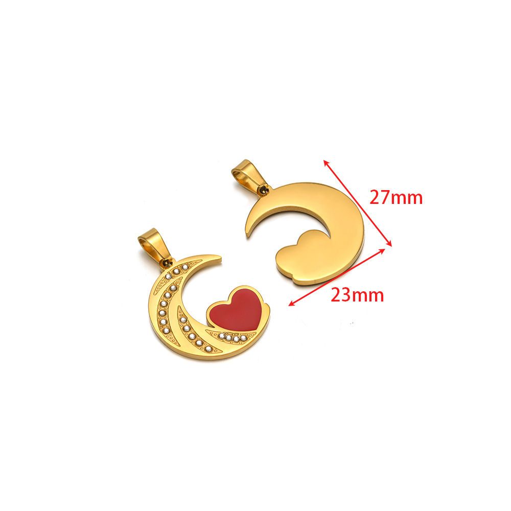 23*27mm golden dot diamond moon heart red oil drop pendant clip 5*10mm melon seed buckle