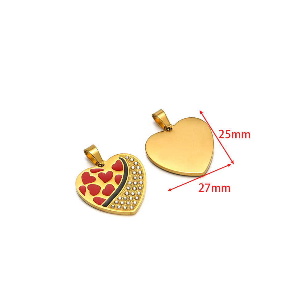 25*27mm gold dot diamond red and black oil dripping peach heart pendant clip 5*10mm melon seed buckle