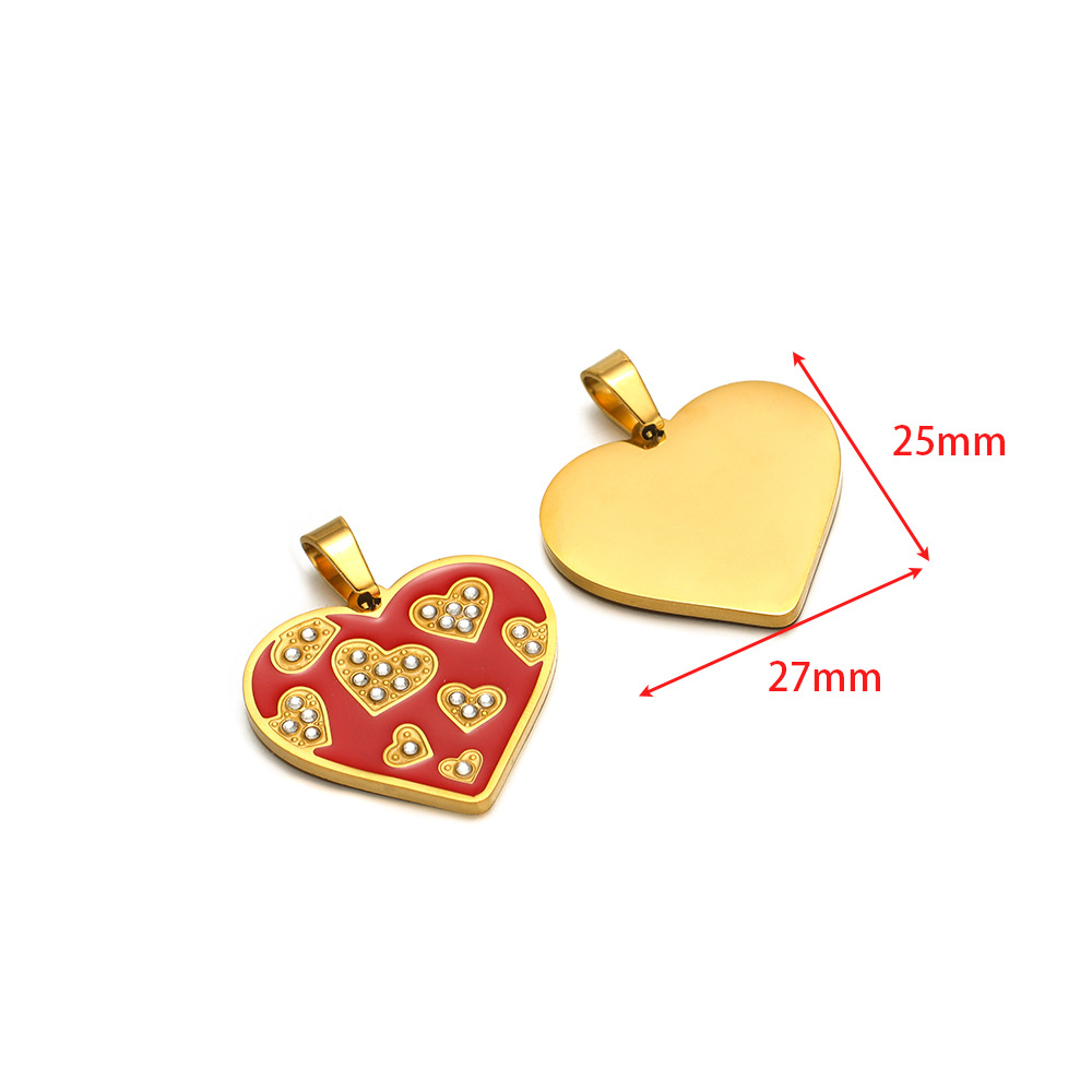 25*27mm gold dot diamond red oil drop heart pendant clip 5*10mm melon seed buckle