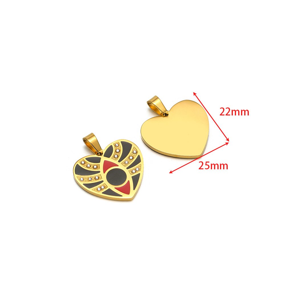 22*25mm golden heart dot diamond black and red oil dripping eye pendant clip 5*10mm melon seed buckle