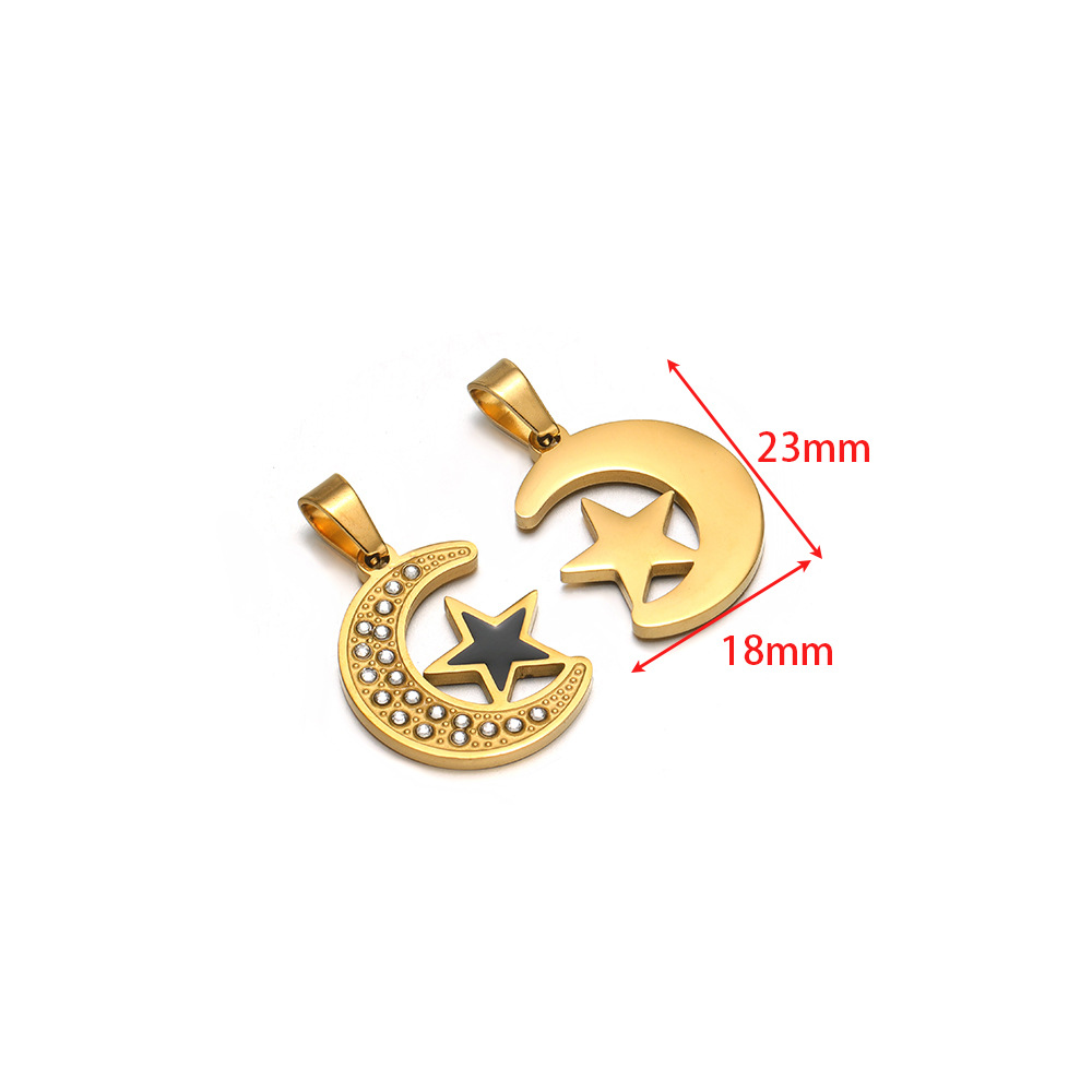 18*23mm golden moon point diamond black oil dripping five-pointed star pendant clip 5*10mm melon seed buckle