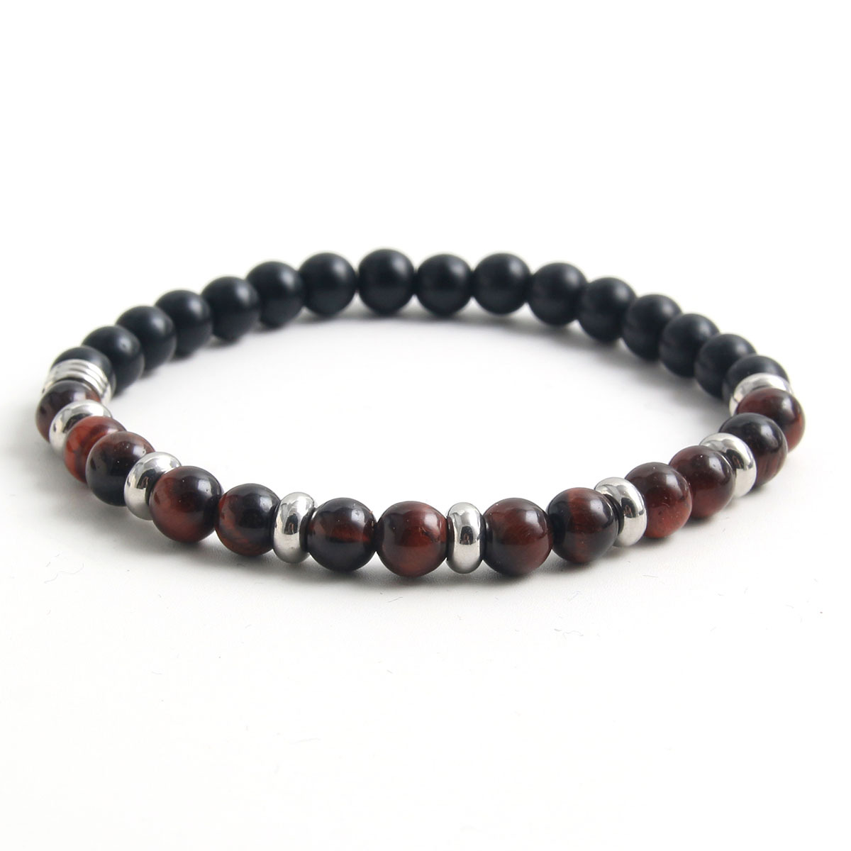 NP12-5 Red Tiger Eye   black frosted agate