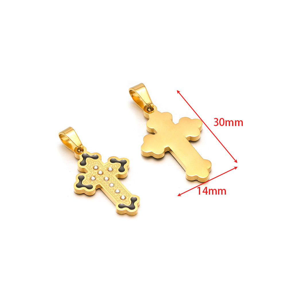 14*30mm gold cross black oil dot diamond pendant clip 5*10mm melon seed buckle