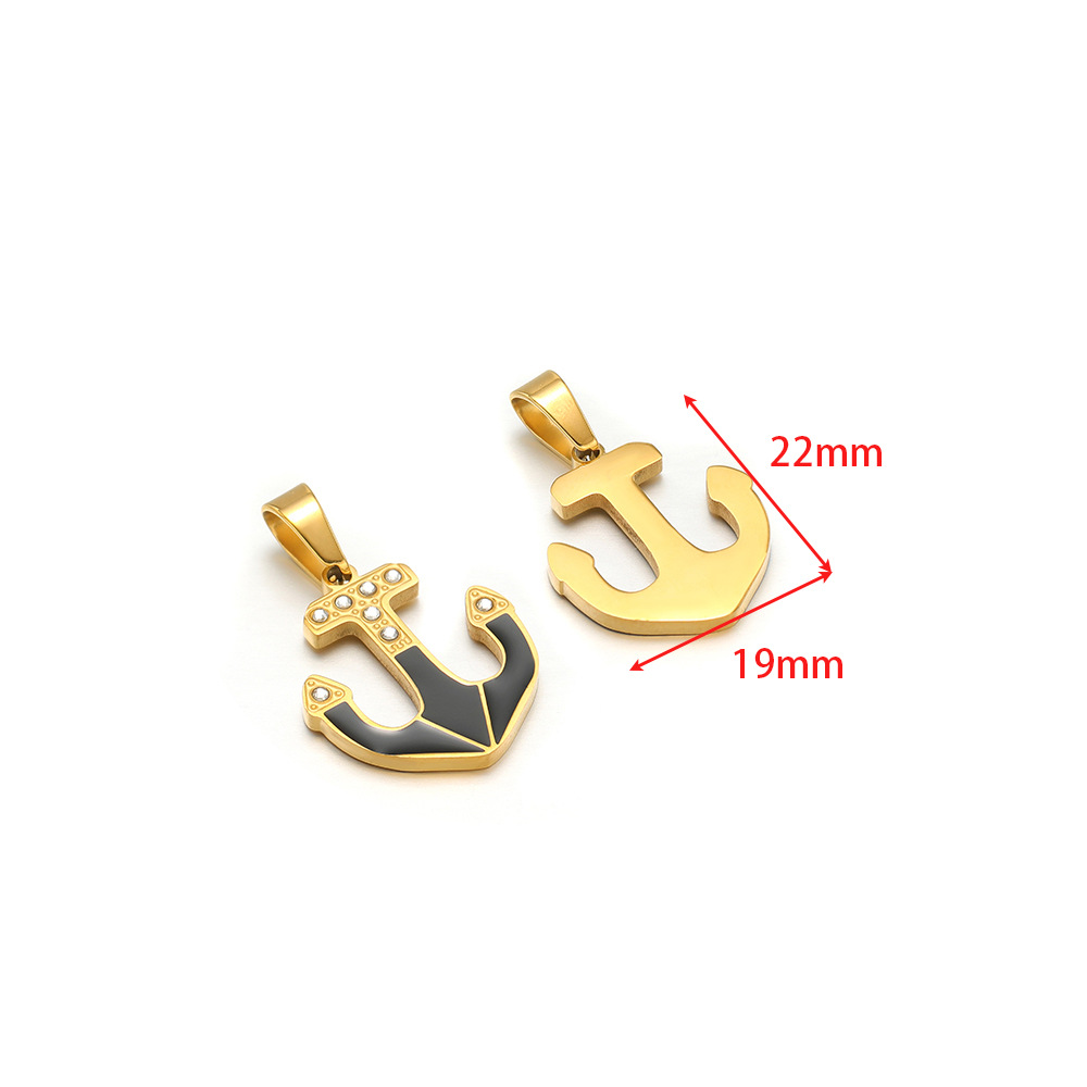 19*22mm golden anchor black oil dripping point drill pendant clip 5*10mm melon seed buckle