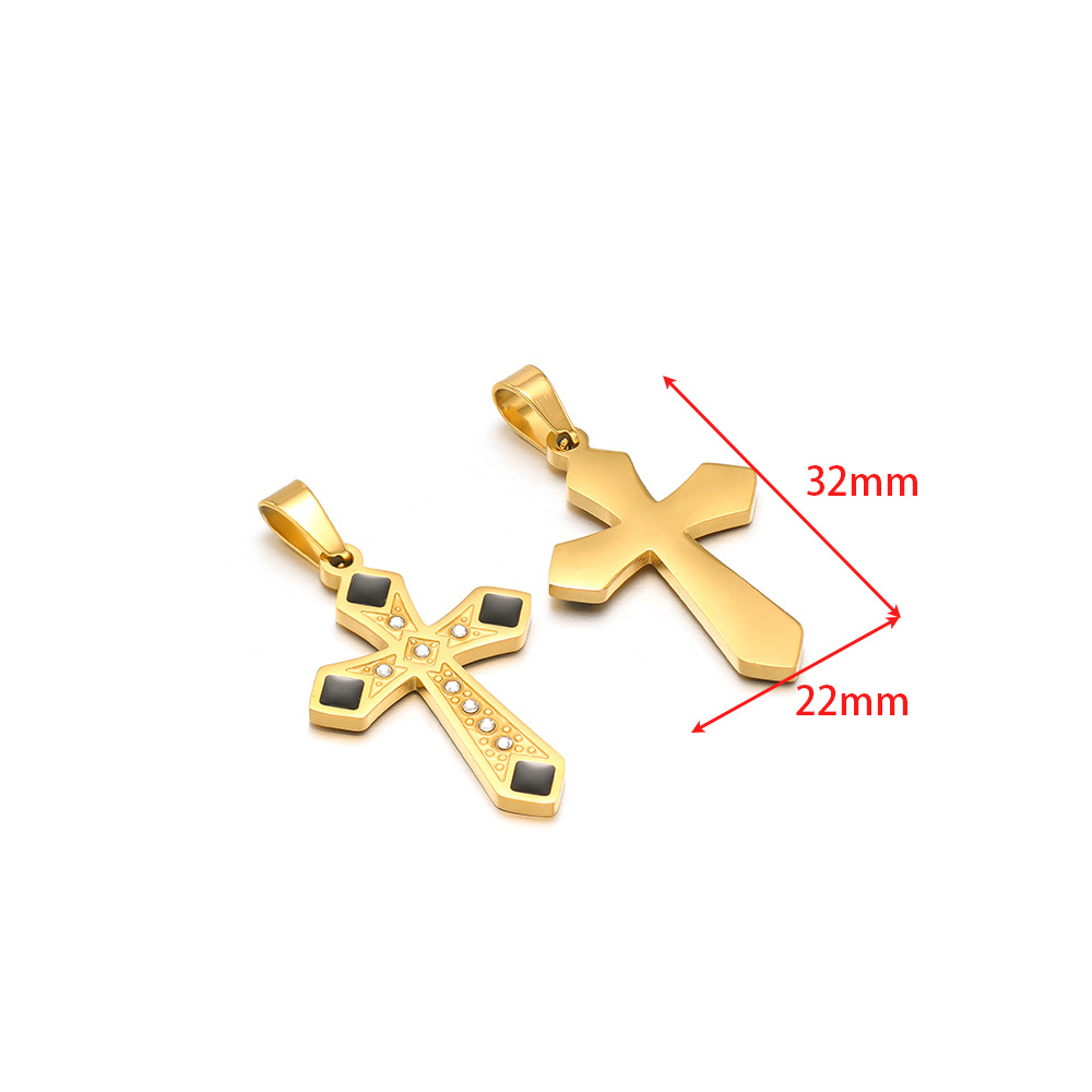 22*32mm gold cross black square oil drop point diamond pendant clip 5*10mm melon seed buckle