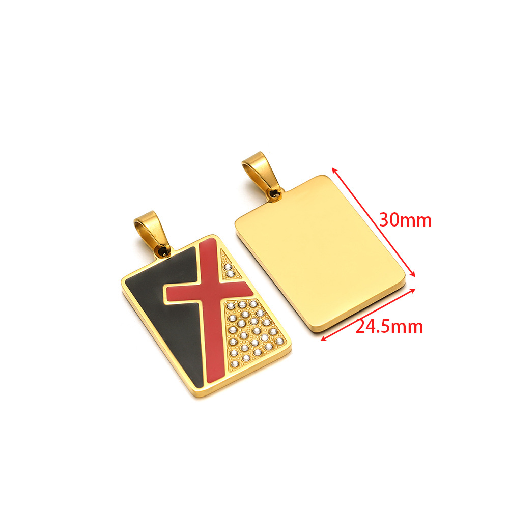 24.5*30mm gold tag point diamond red and black oil drop pendant clip 5*10mm melon seed buckle