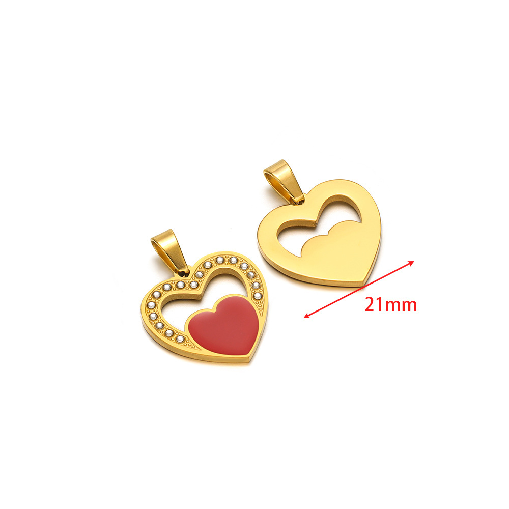 21mm wide hollow gold peach heart red oil drop pendant clip 5*10mm melon seed buckle