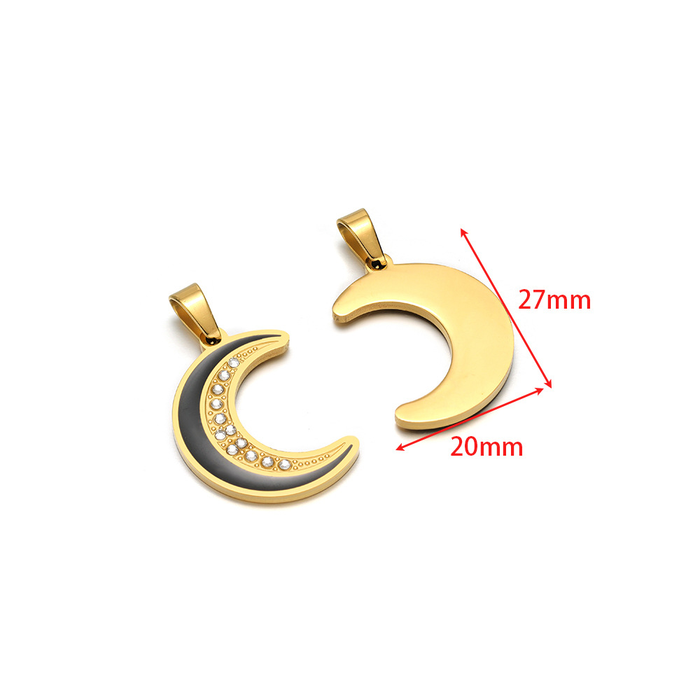 20*27mm gold crescent dot diamond black oil drop pendant clip 5*10mm melon seed buckle