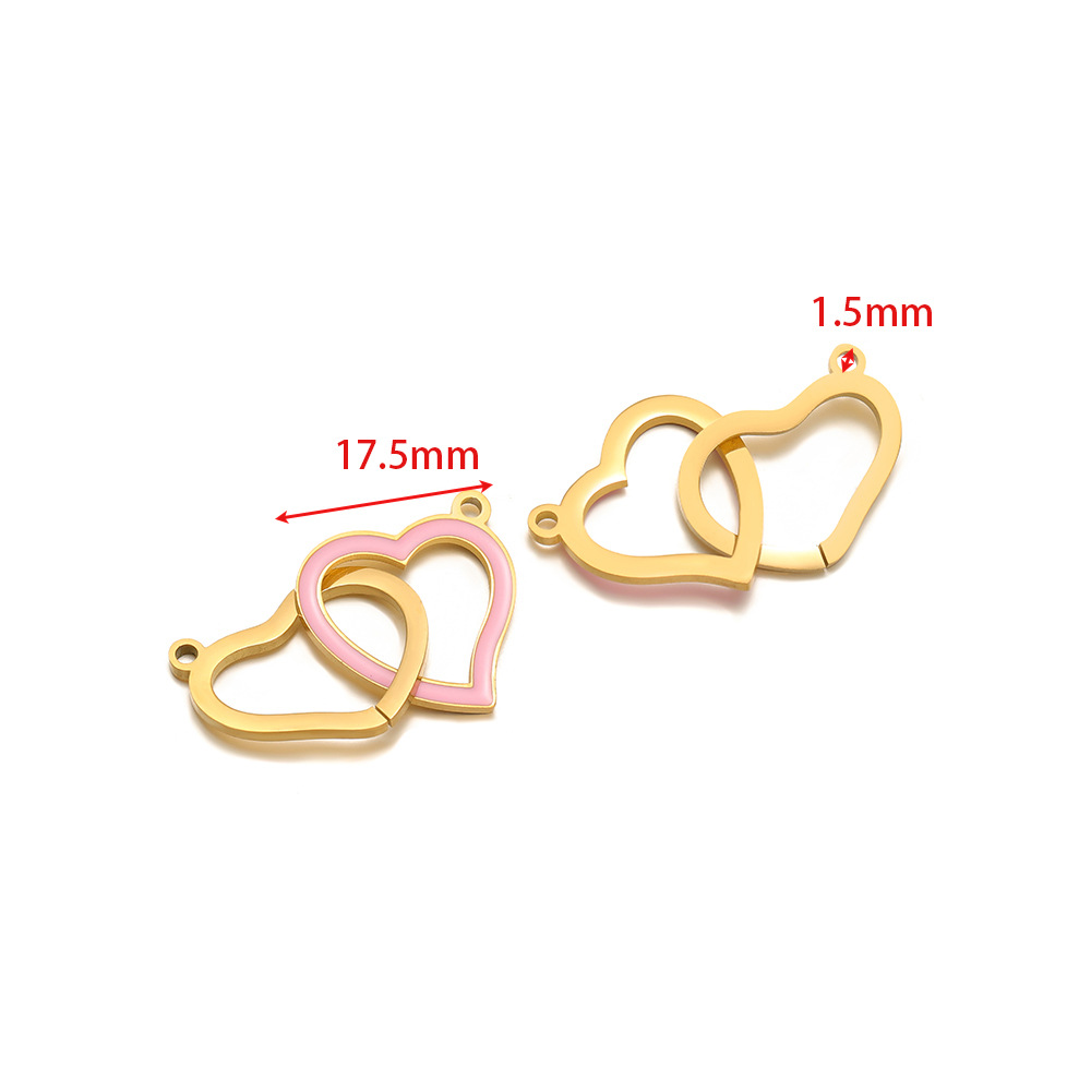 17.5mm wide double buckle golden peach heart single side dripping oil inner 1.5mm hole pink