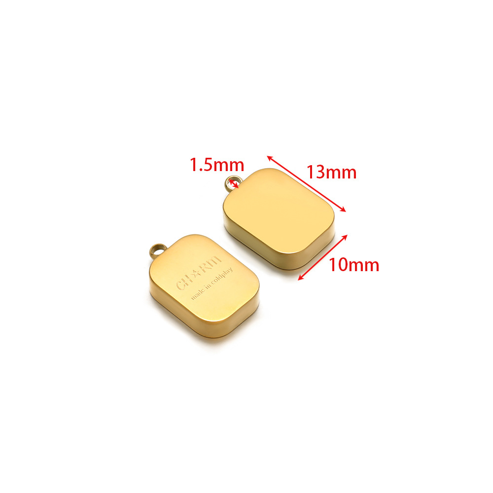 10*13mm gold tag with one side engraving and 1.5mm hole in gold