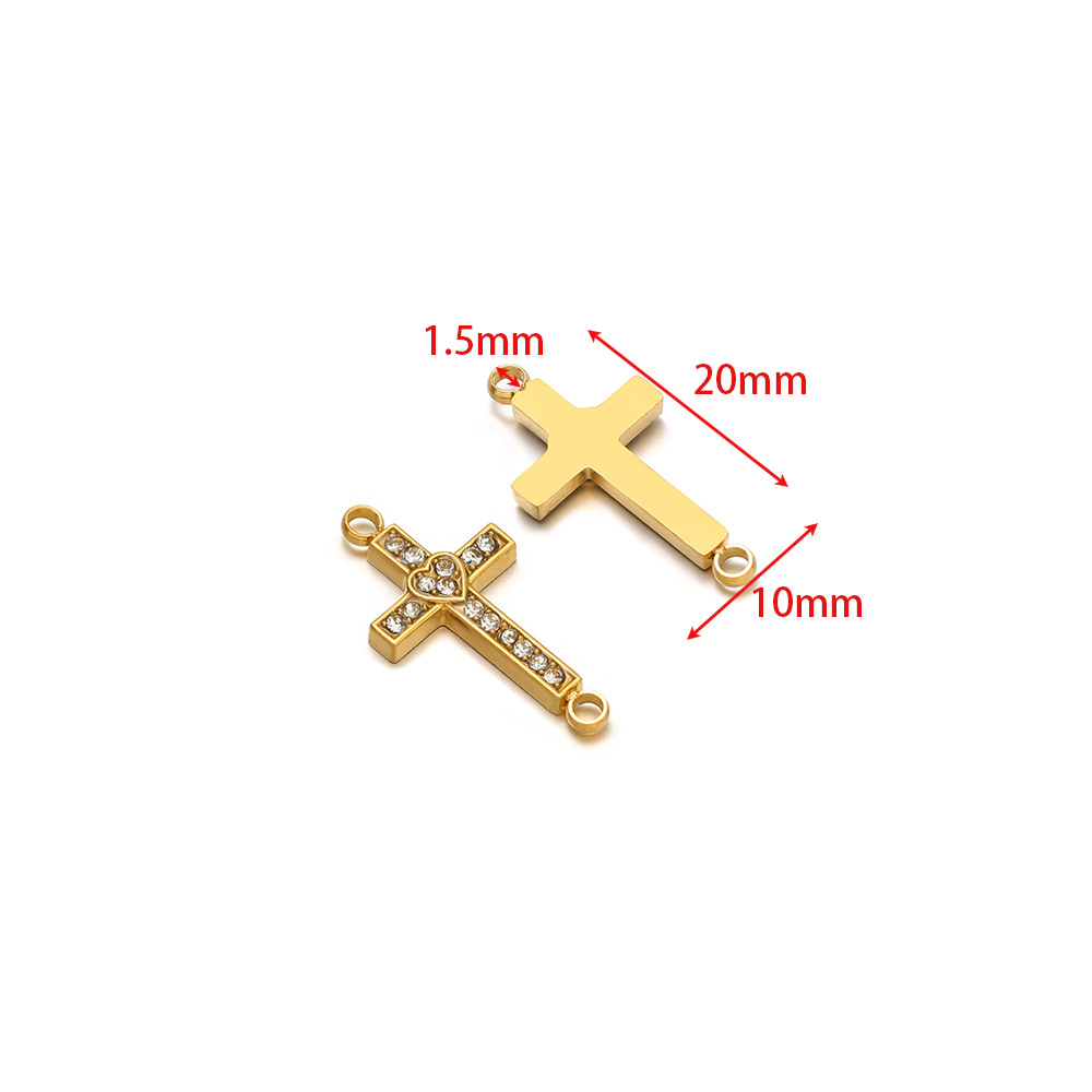 10*20mm heart cross dot drill with 1.5mm hole in gold