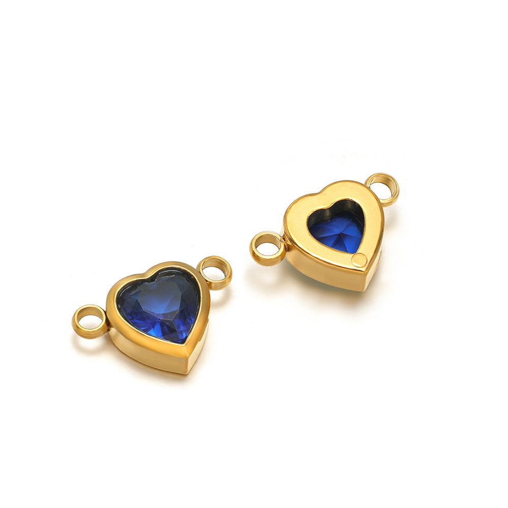 Golden double hole sapphire blue