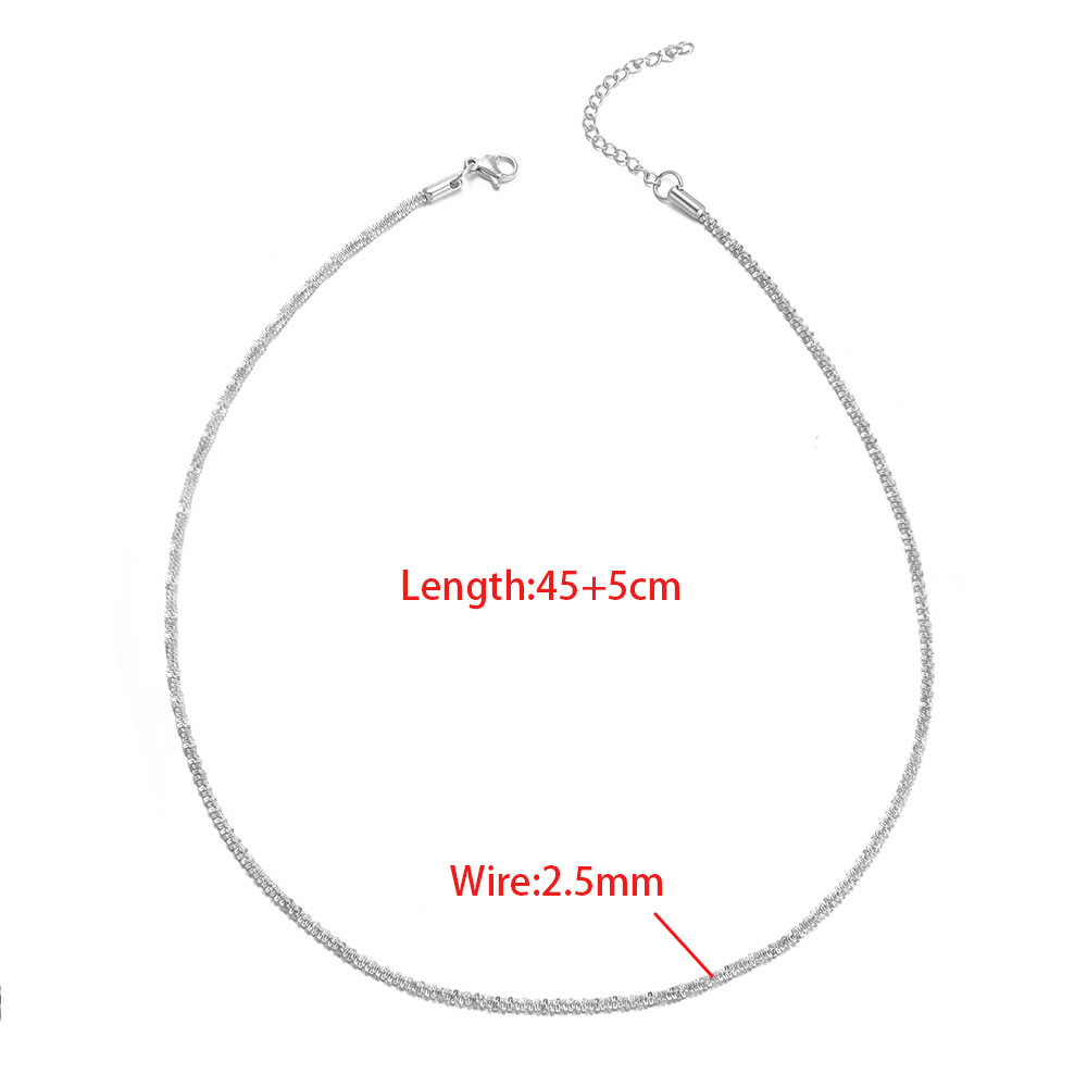 2.5mm folded cross twist necklace 45 5cm necklace steel color