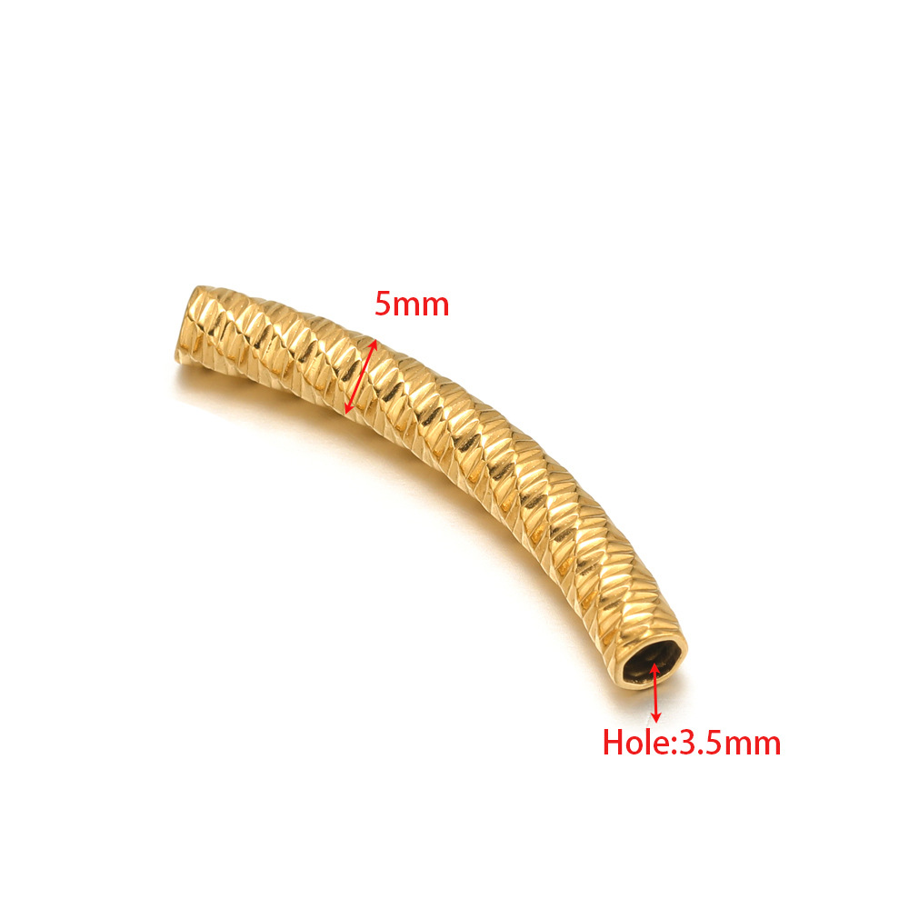 5mm gold elbow 32mm long 3.5mm hole spiral horizontal stripes 03