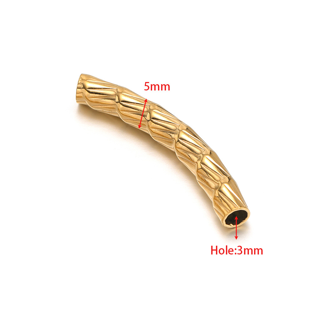 5mm gold elbow 32mm long inner 3mm hole vertical strip knotted 05