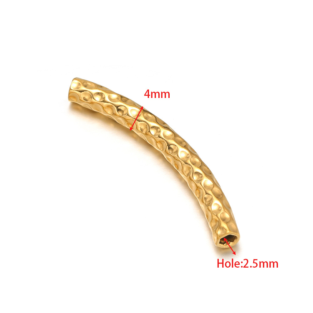 4mm gold elbow 32mm long 2.5mm hole dot embossed 15