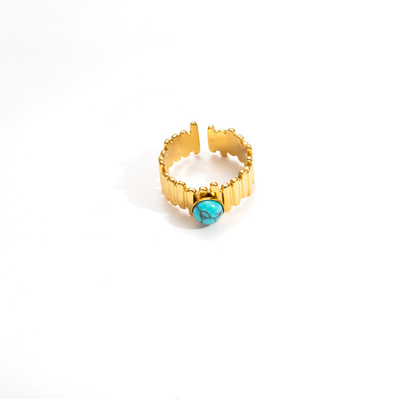 Blue turquoise gold ring