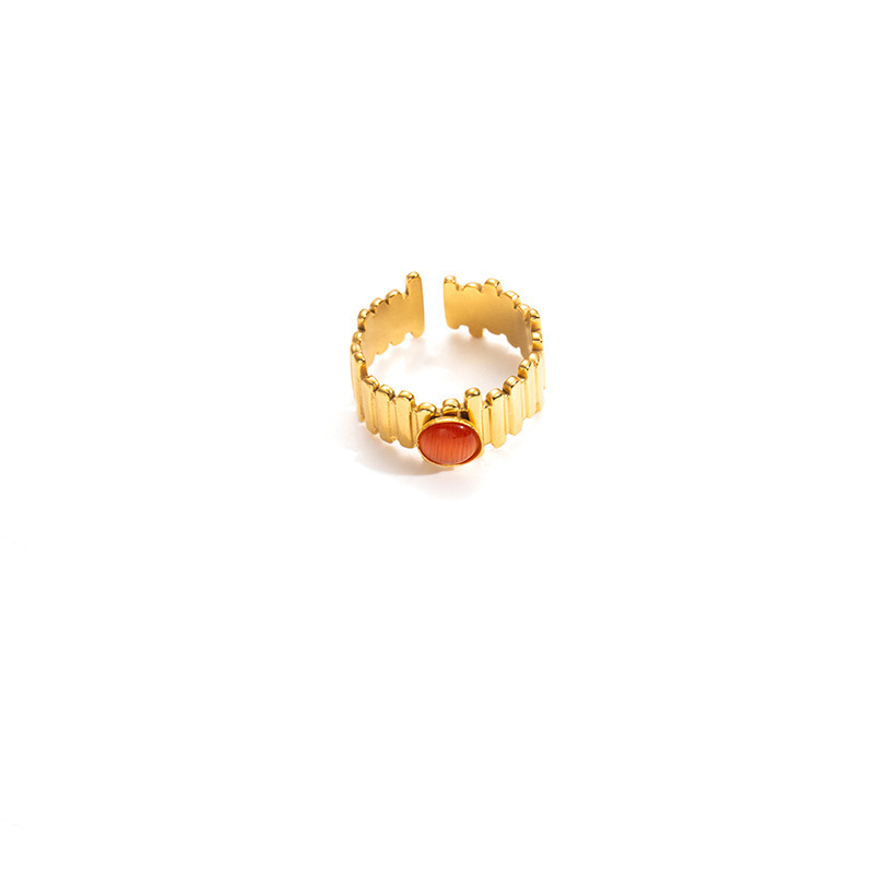 Orange ruby gold ring