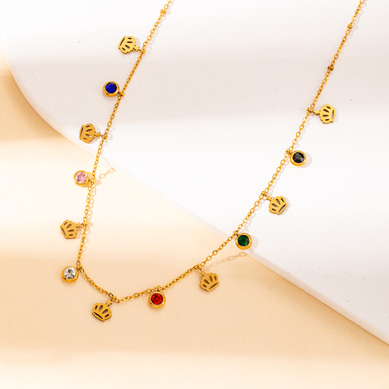 Colorful zircon crown necklace