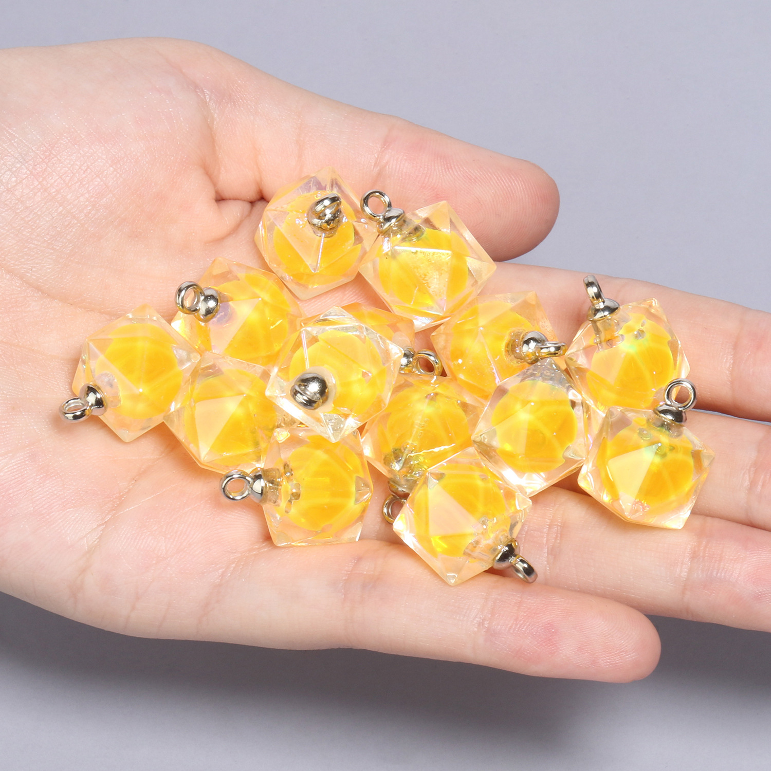 10 21x15mm yellow polygonal acrylic pendants