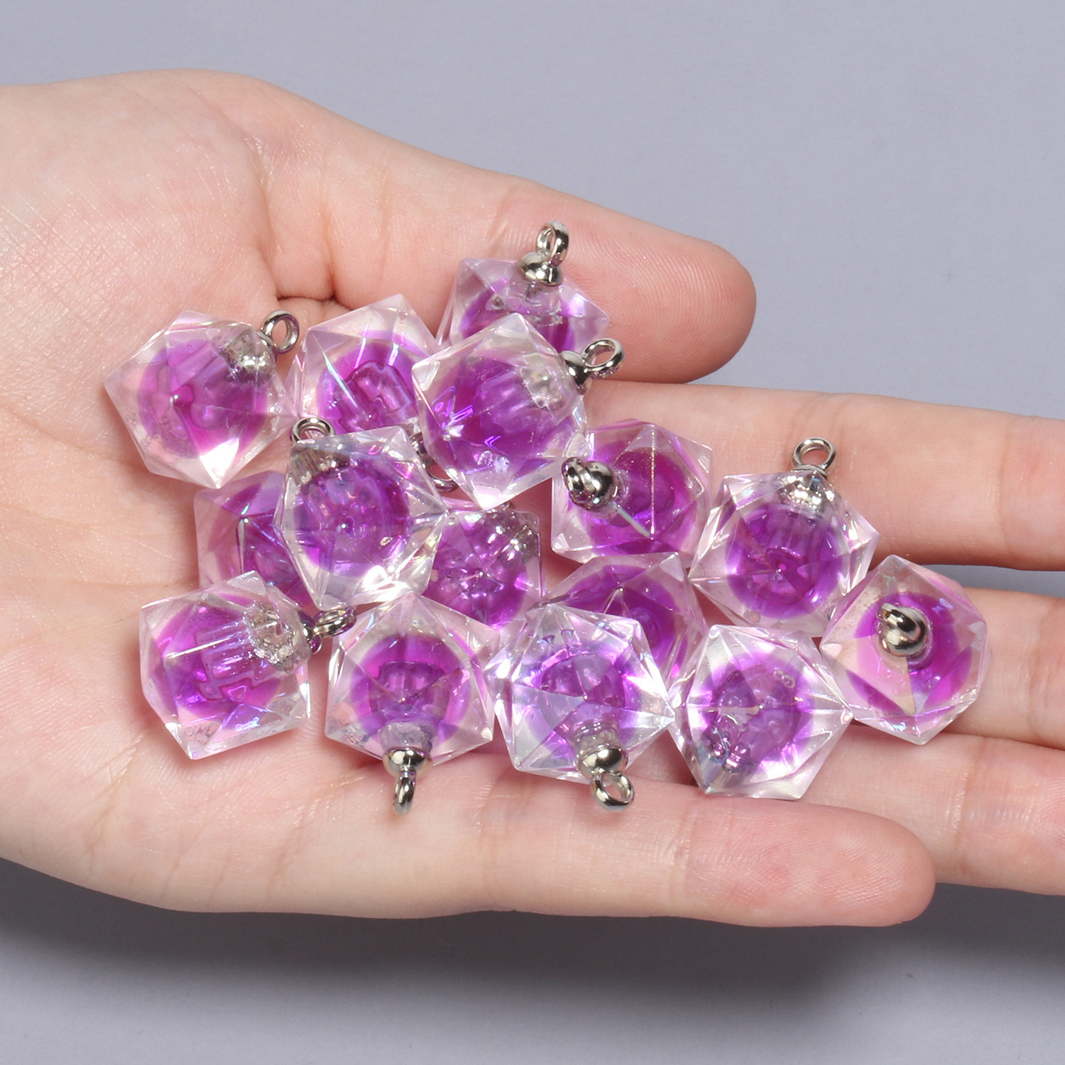 10 21x15mm purple polygonal acrylic pendants