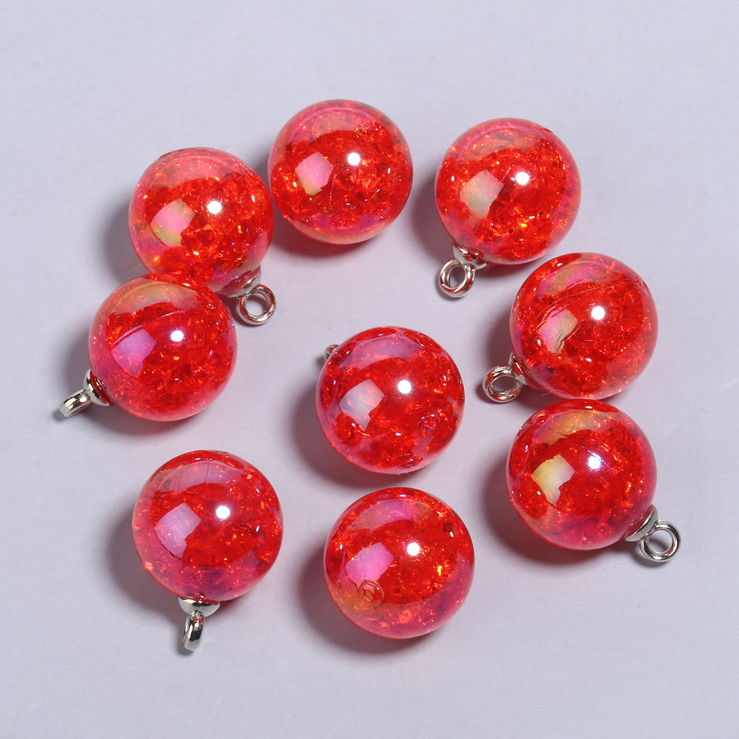 20.5x15mmab red explosive stone round acrylic pendants 10 pieces