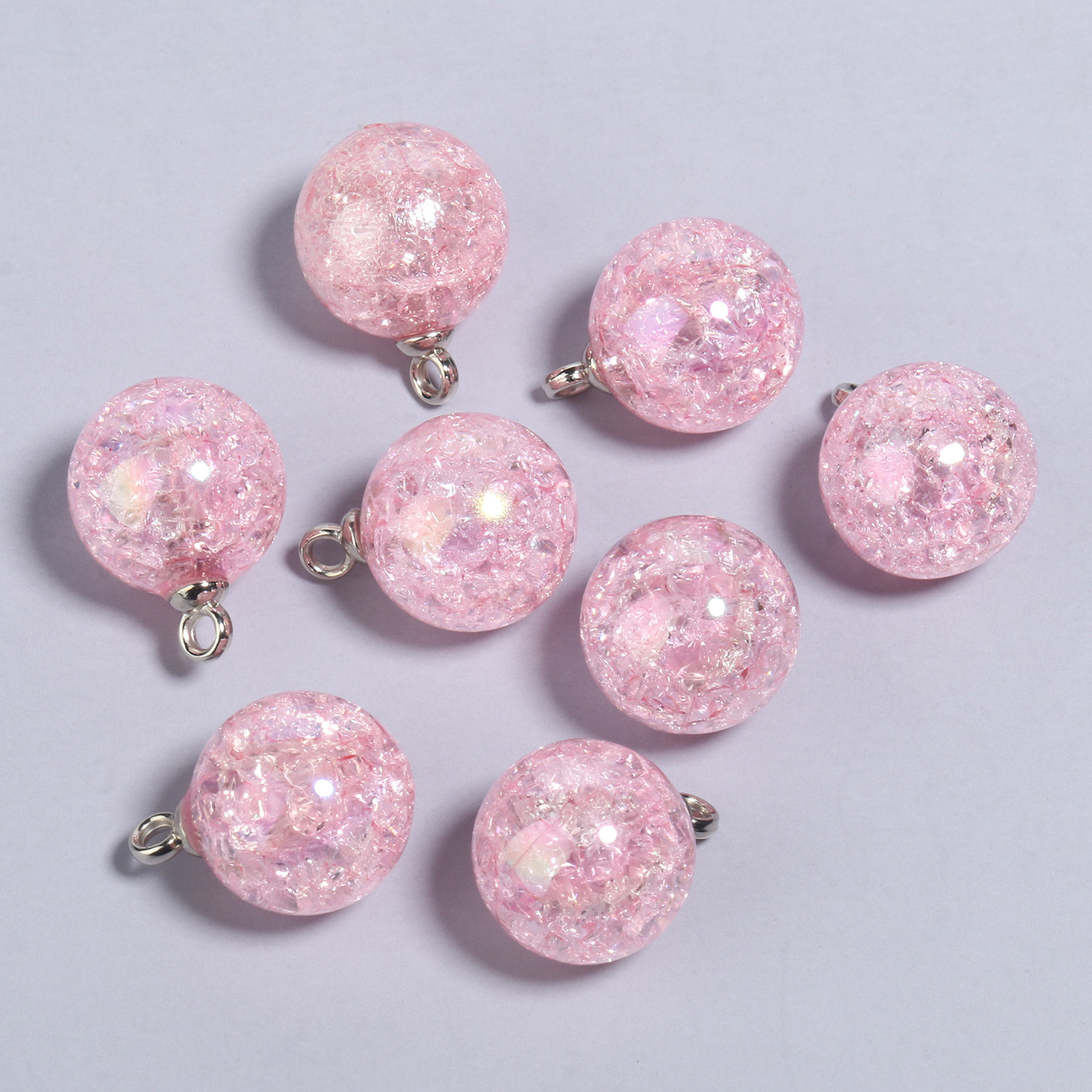 10 20.5x15mmab pink explosive stone round acrylic pendants