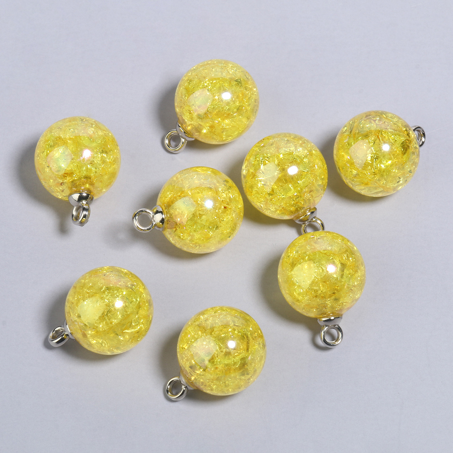 10 20.5x15mmab yellow explosive stone round acrylic pendants