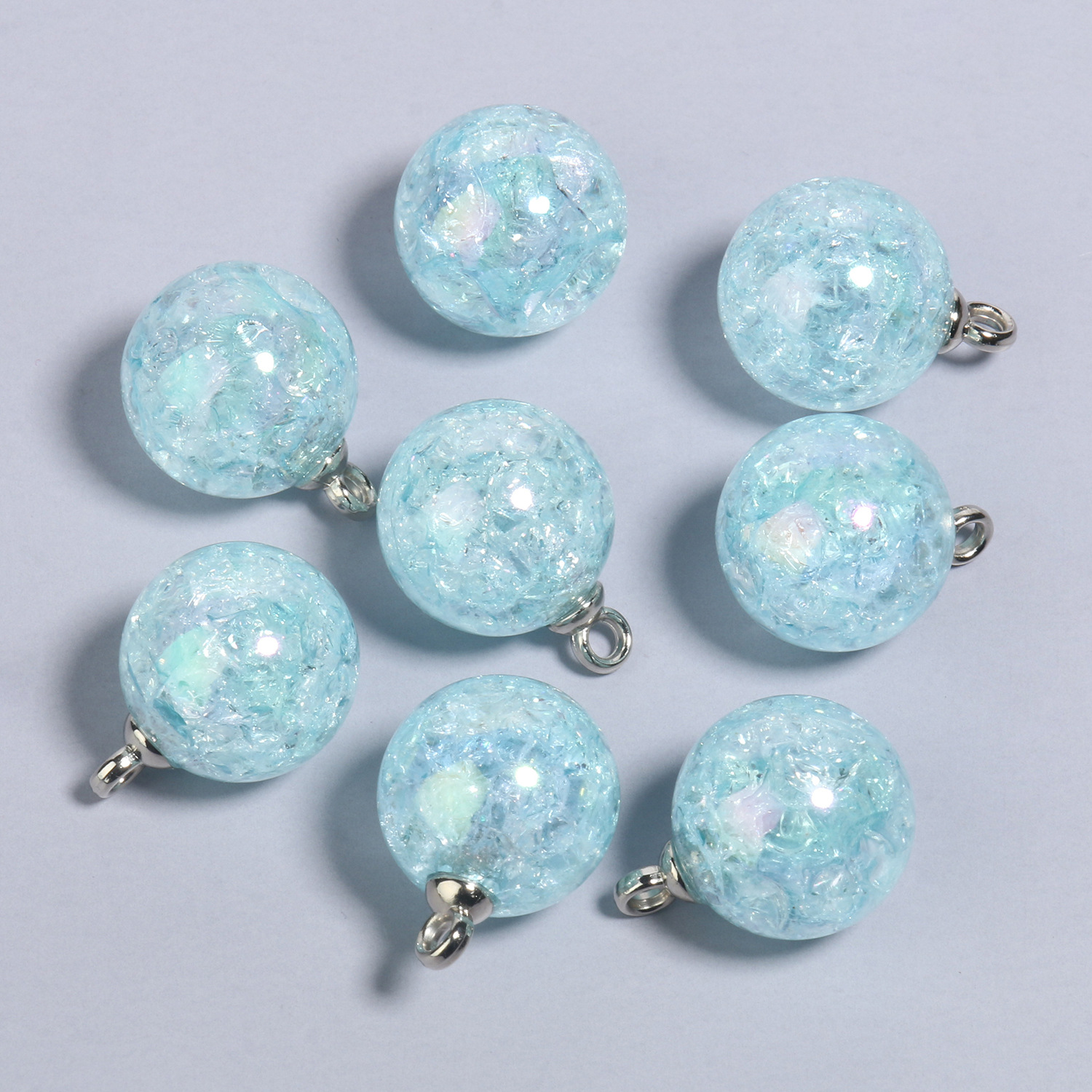 20.5x15mmab sky blue explosive stone round acrylic pendant 10 pieces