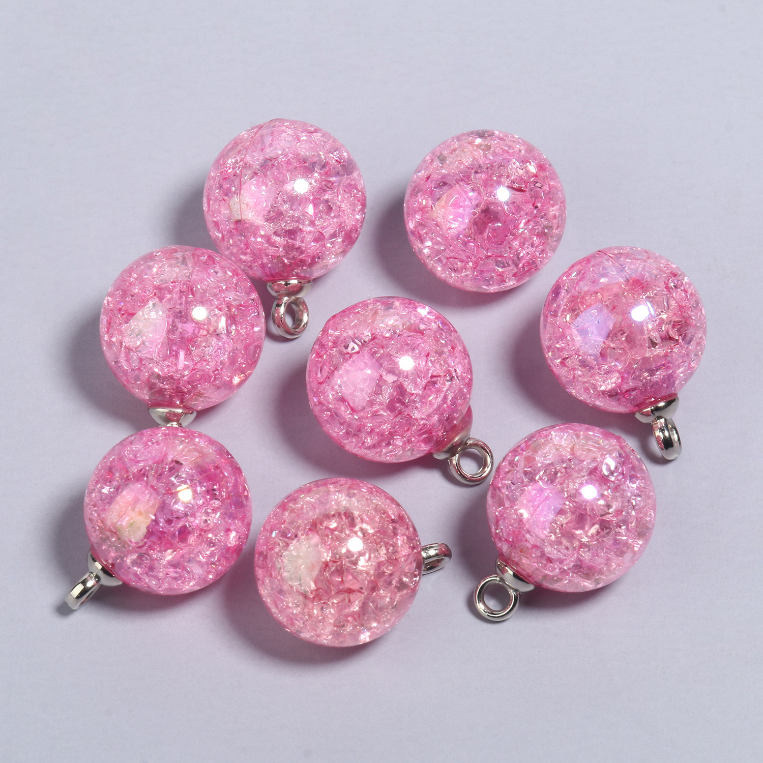 20.5x15mmab pink and purple explosive stone round acrylic pendants 10 pieces