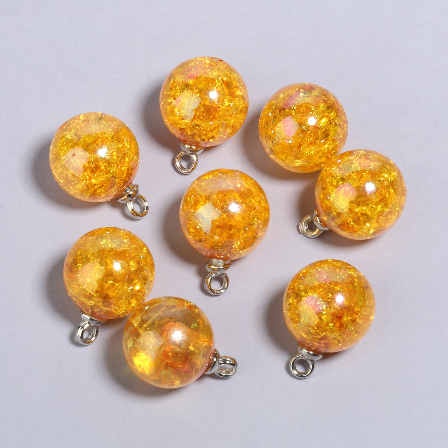 20.5x15mmab orange explosive stone round acrylic pendants 10 pieces