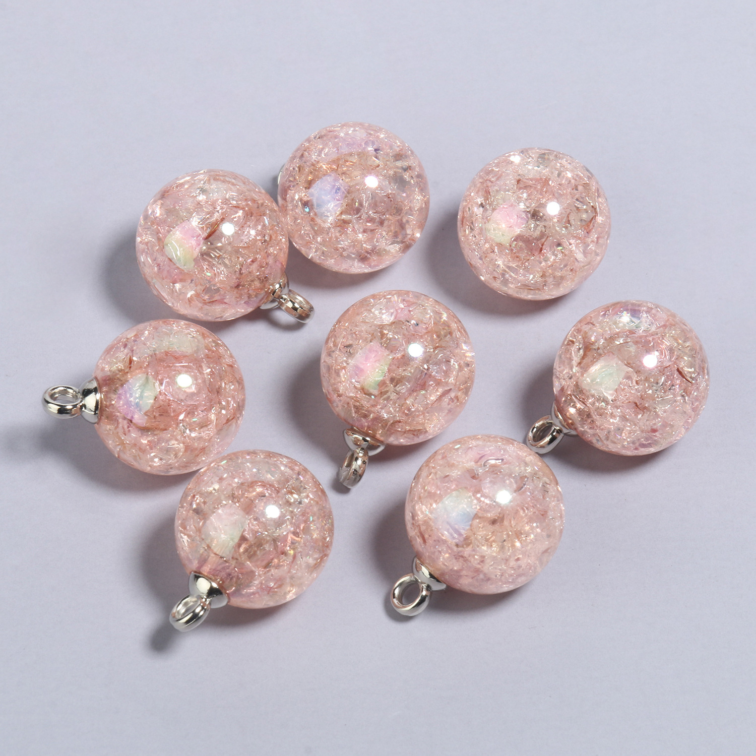 20.5x15mmab light pink explosive stone round acrylic pendants 10 pieces