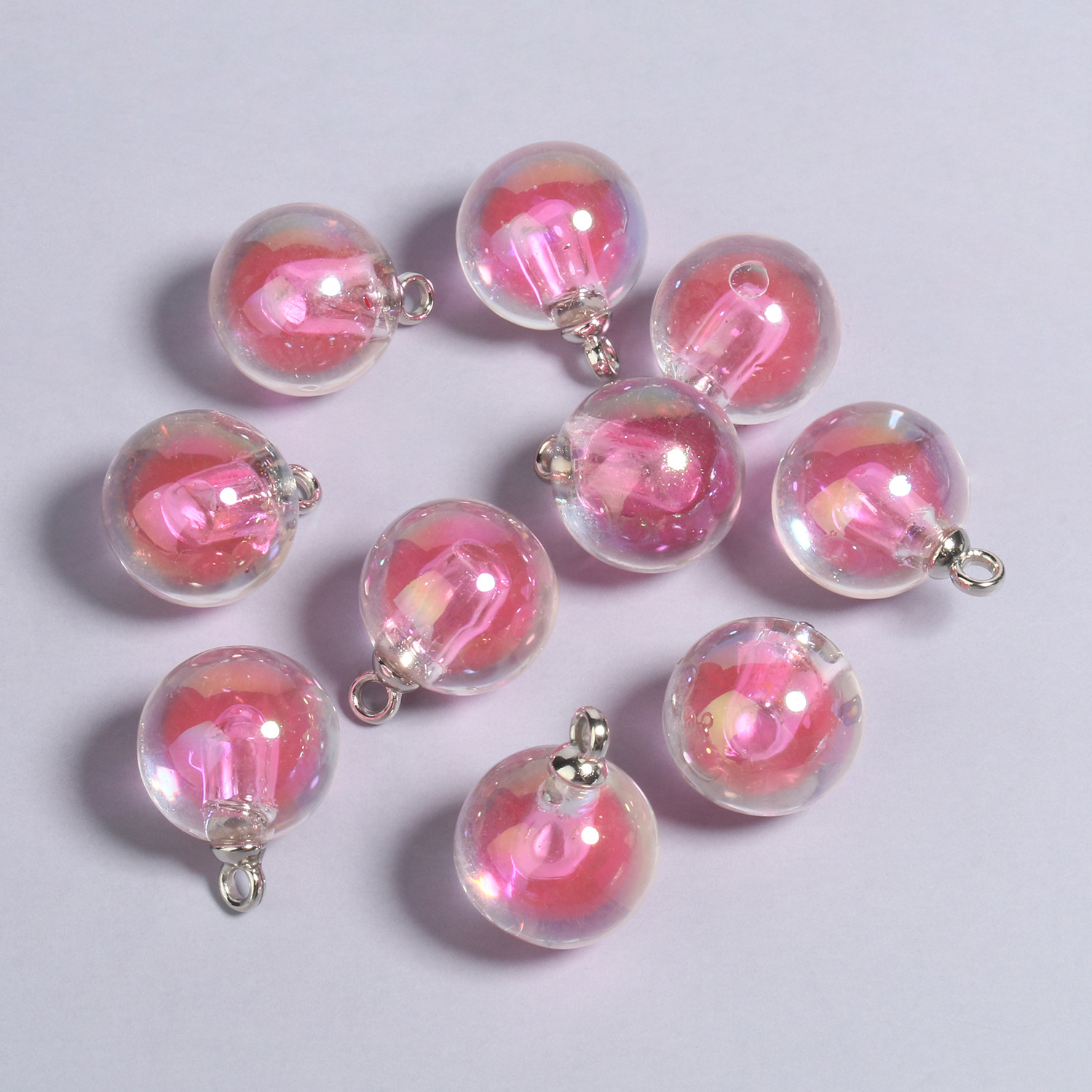 10 21x16mmab pink round acrylic pendants