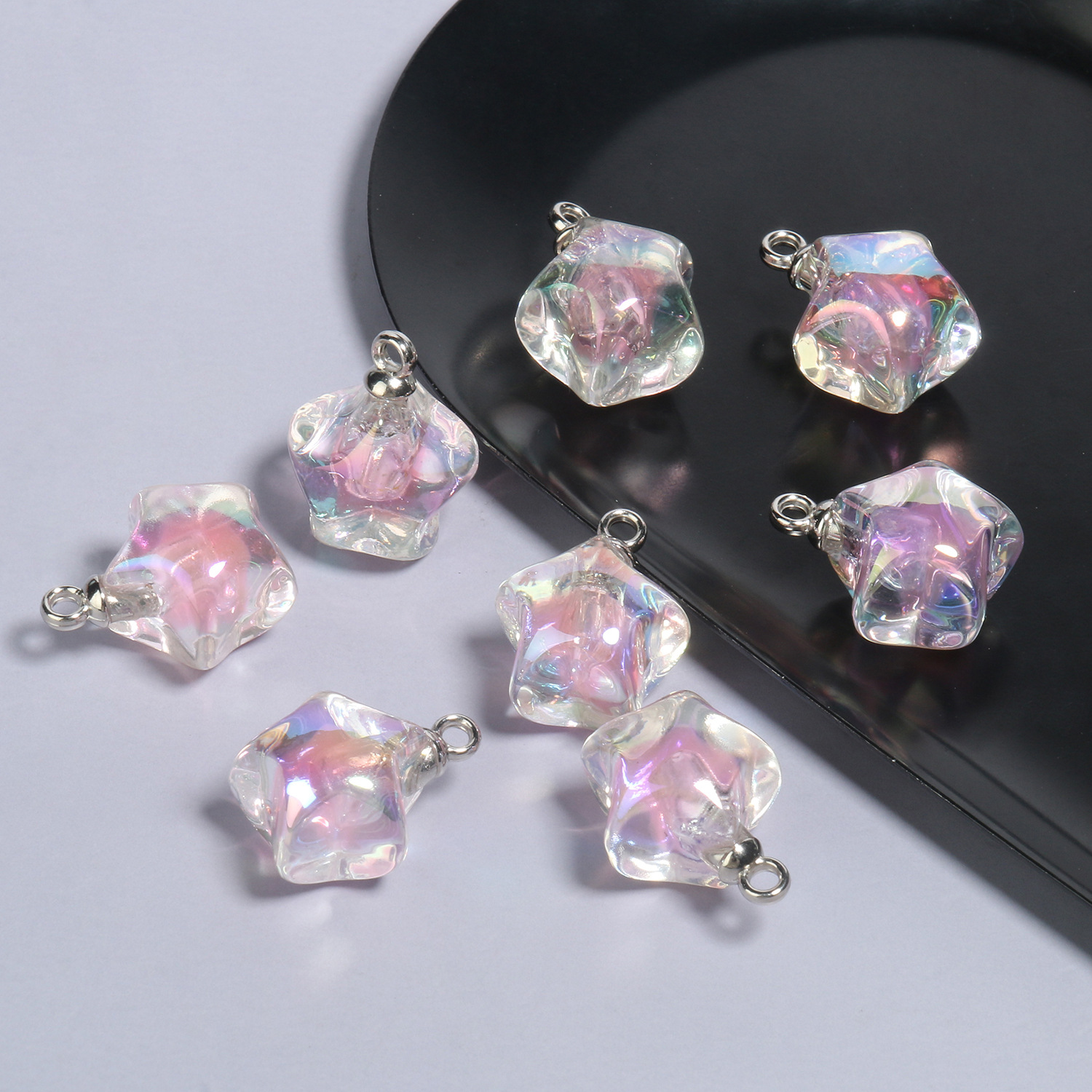 21x17mmab light pink five-pointed star acrylic pendants 10 pieces