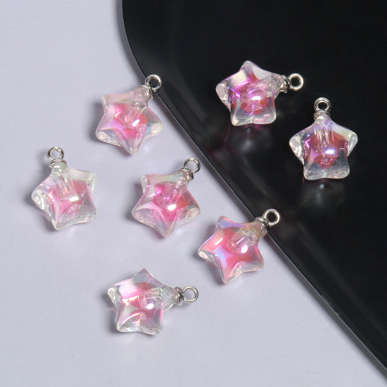 10 21x17mmab pink five-pointed star acrylic pendants