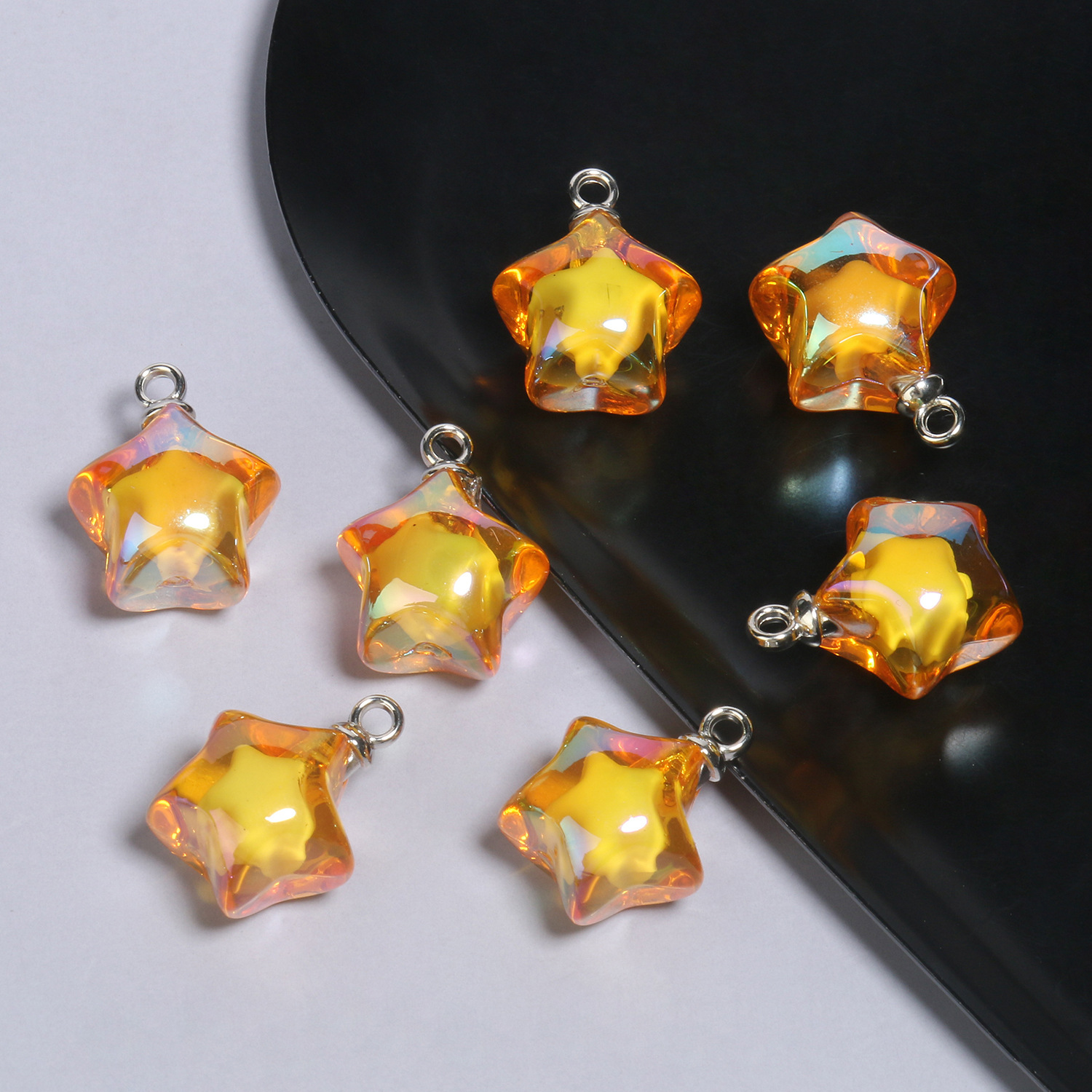 10 21x17mmab yellow five-pointed star acrylic pendants