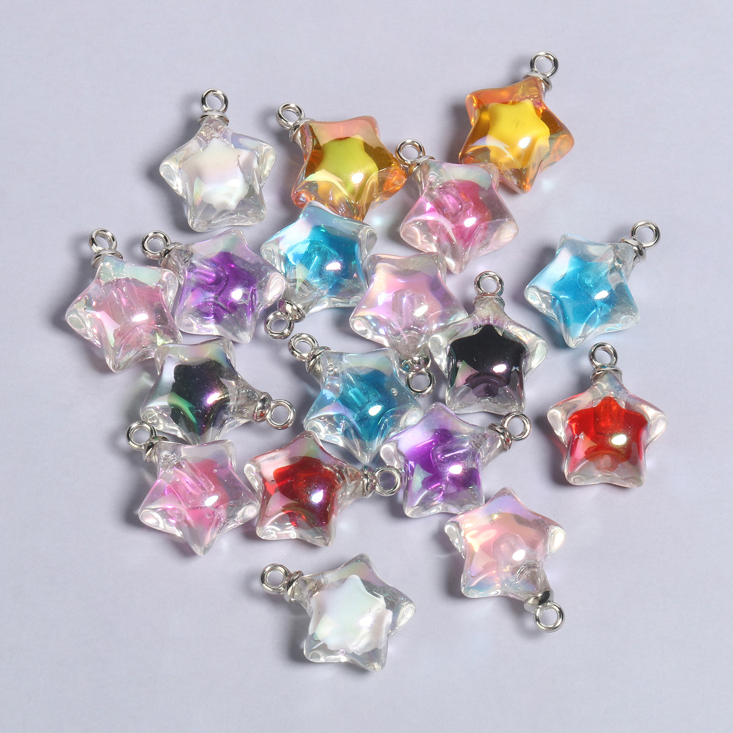 21x17mmab mixed five-pointed star acrylic pendants 10 pieces