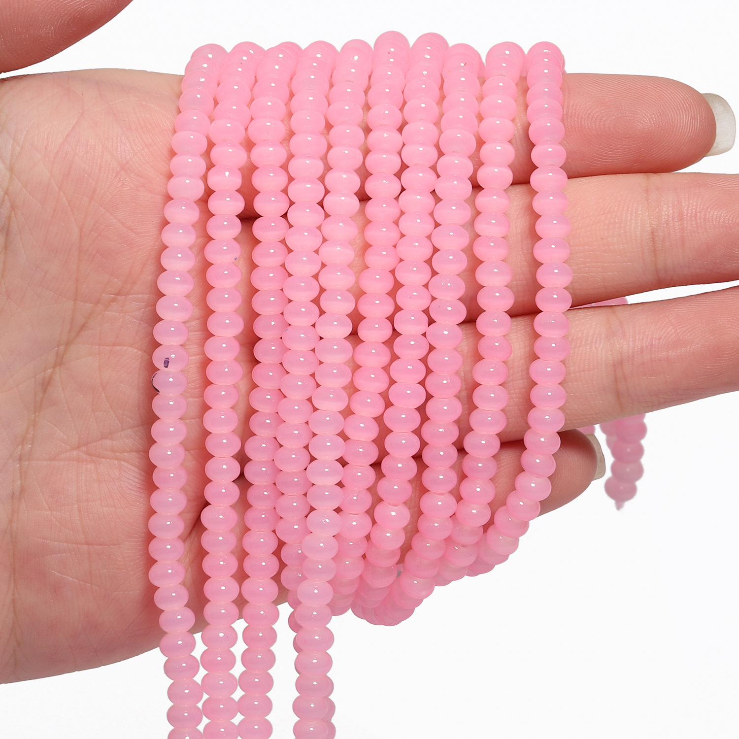 4.5×3mm pink glossy crystal abacus beads