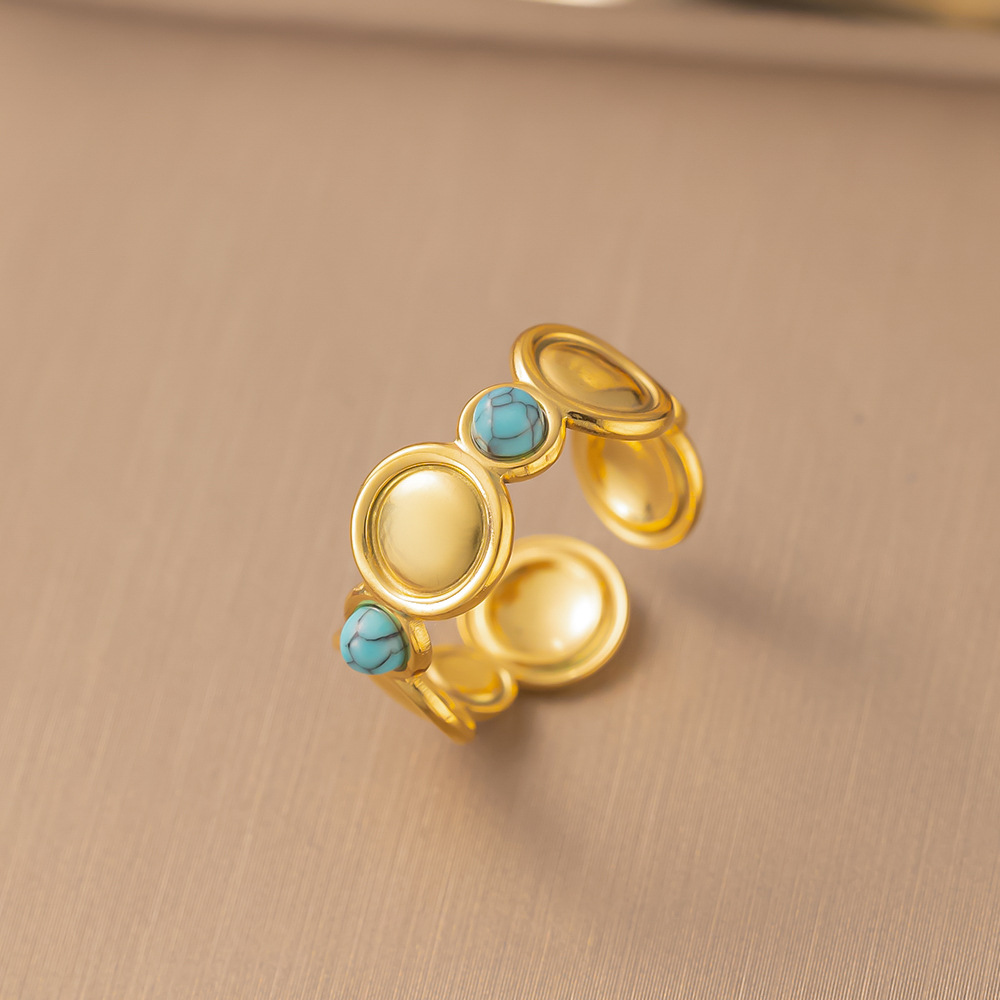 [JZF76] round turquoise ring gold