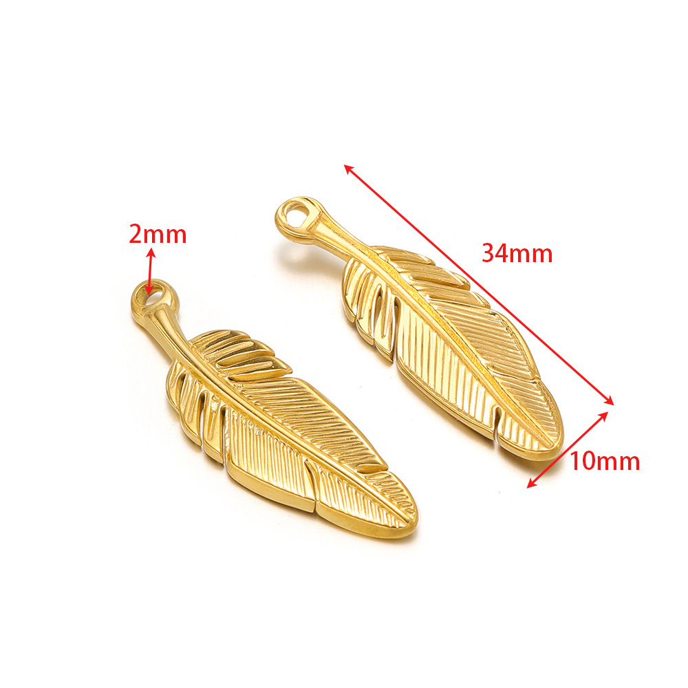 10*34mm feather 2mm single hole inside gold