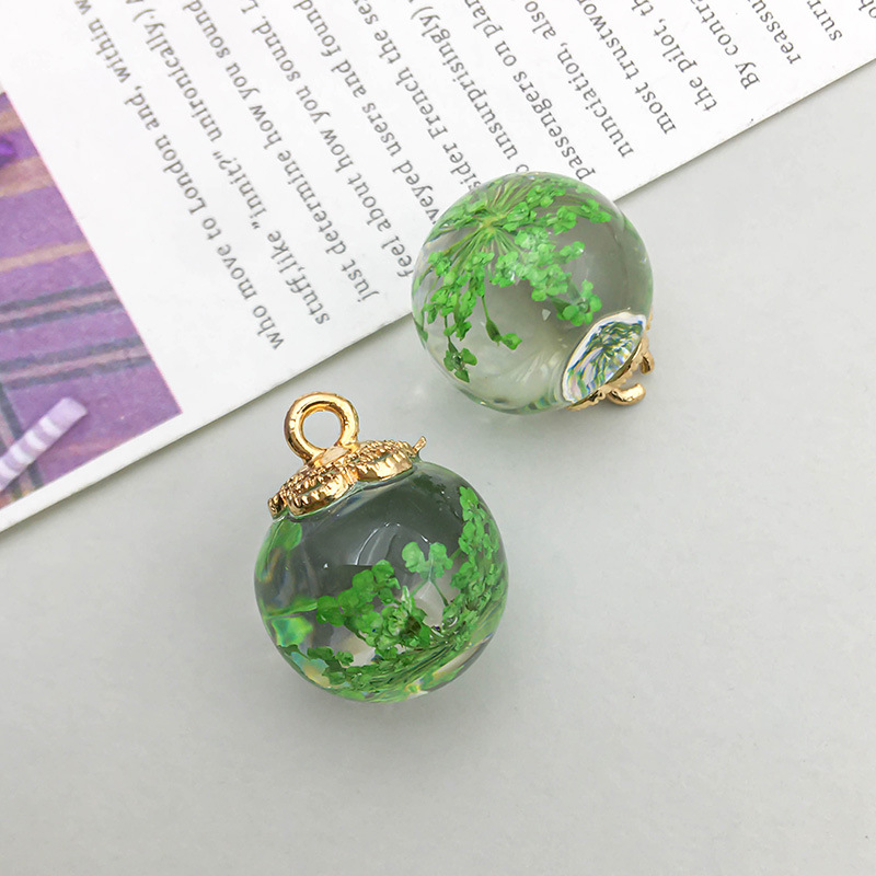 1 grass green transparent glass ball starry sky 16*20mm-3.5g-16405