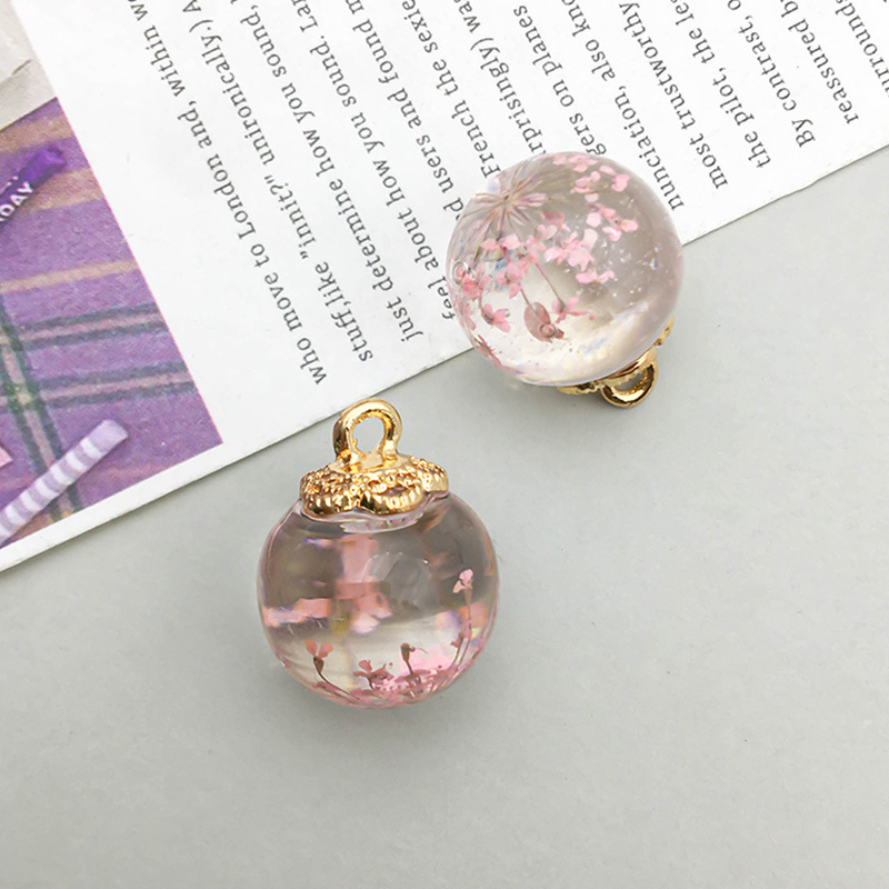 1 pink transparent glass ball starry sky 16*20mm-3.5g-16406