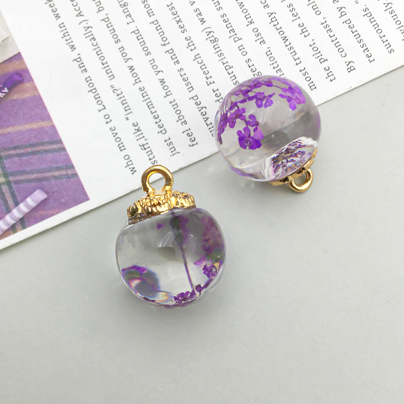 1 Violet transparent glass ball starry sky 16*20mm-3.5g-16408