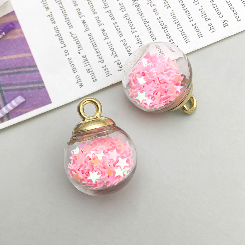 1 star sequined glass ball pendant 15*21mm-1.5g-16531