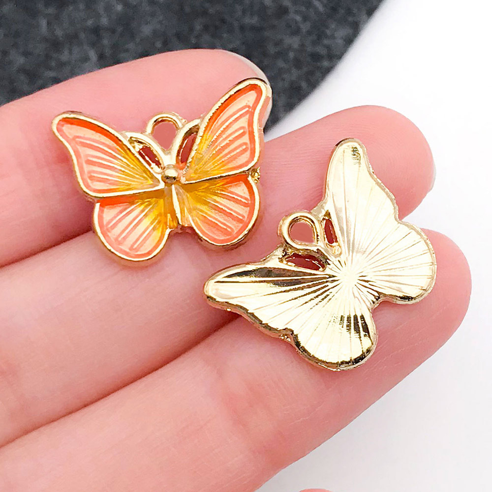 1 orange and yellow two-color oil dripping insect butterfly wings 15x20mm-19104-1.7g