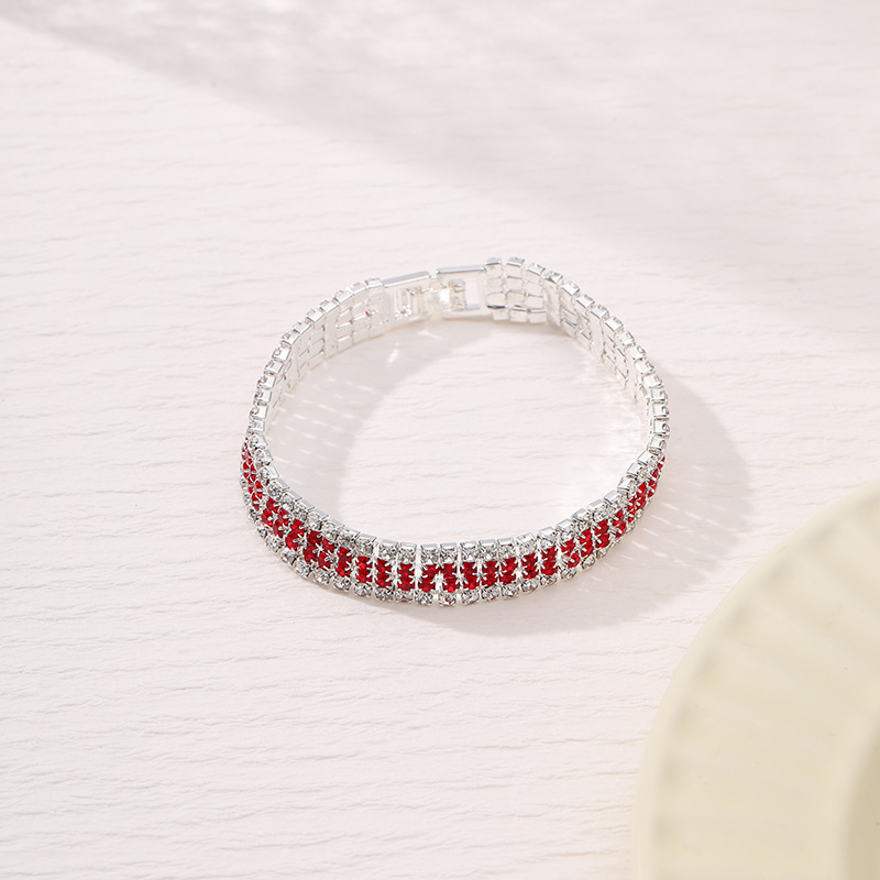 Silver bottom red rhinestone