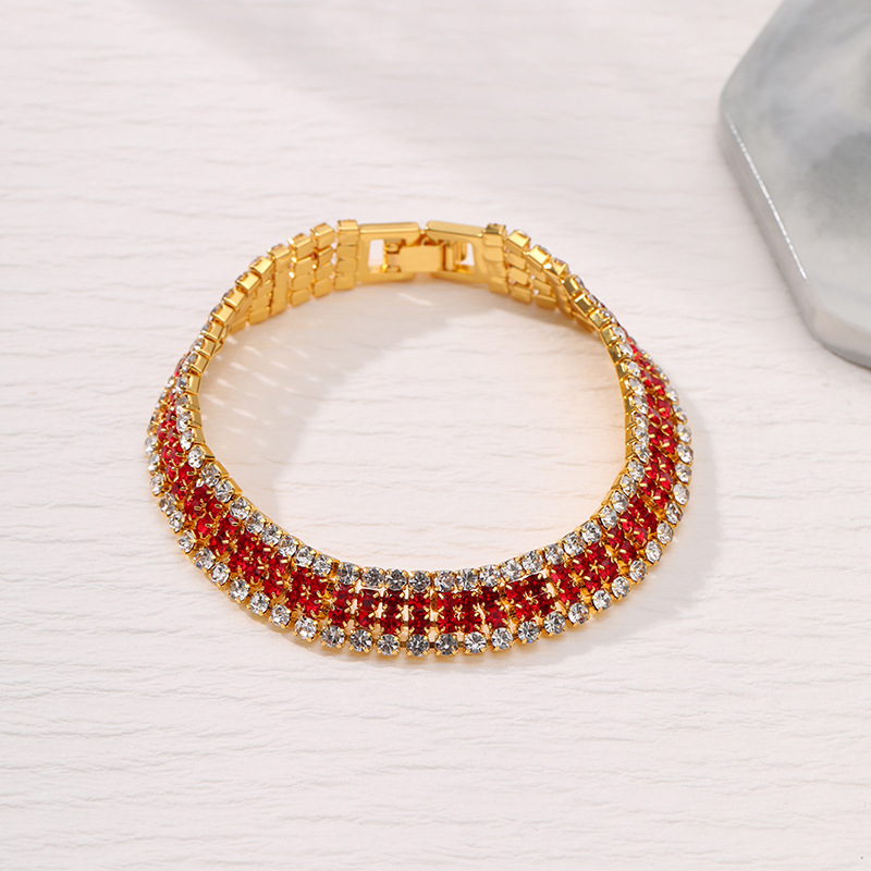 Gold bottom red rhinestone