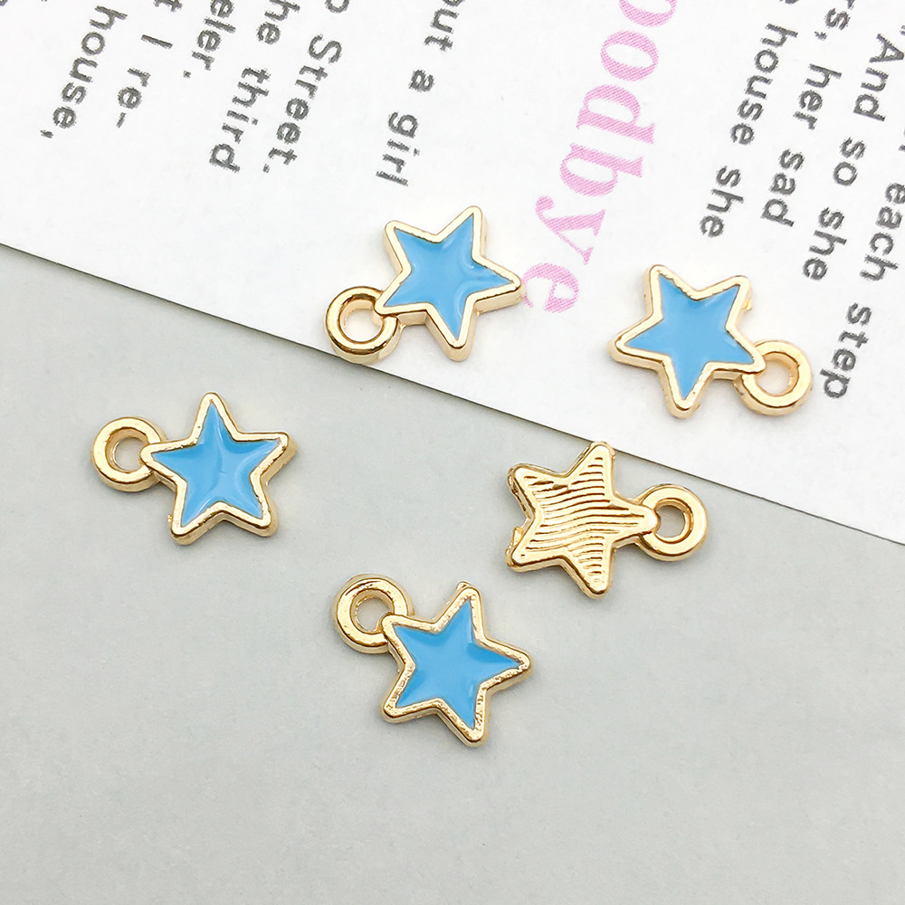 1 lake blue oil dripping small five-pointed star 7*8mm-0.2g-11044